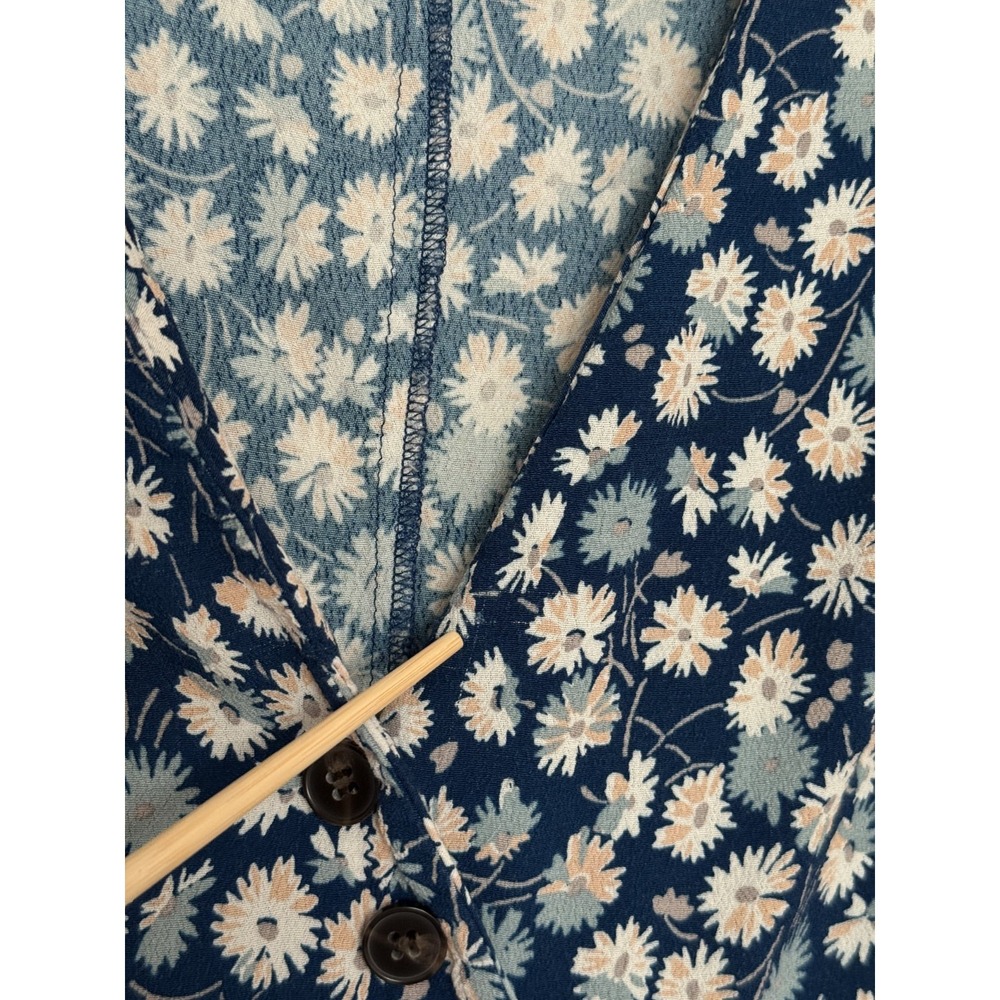 Madewell Button Wrap V Neck Mini Dress Womens Size 0 French Floral Blue - Picture 8 of 8